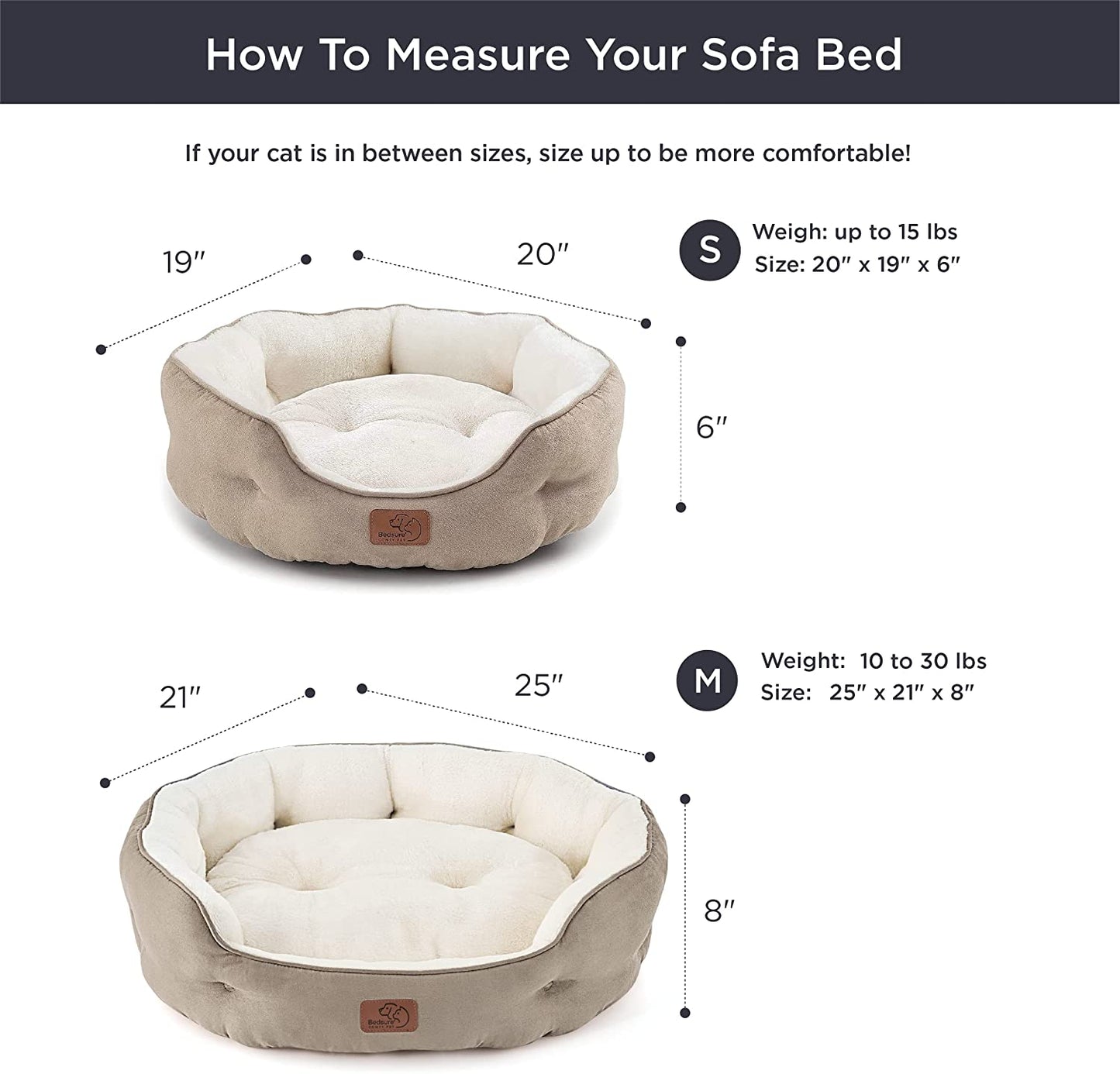 Bedsure Small Dog Bed for Small Dogs Washable - round Cat Beds for Indoor Cats, round Pet Bed for Puppy and Kitten with Slip-Resistant Bottom, 20 Inches