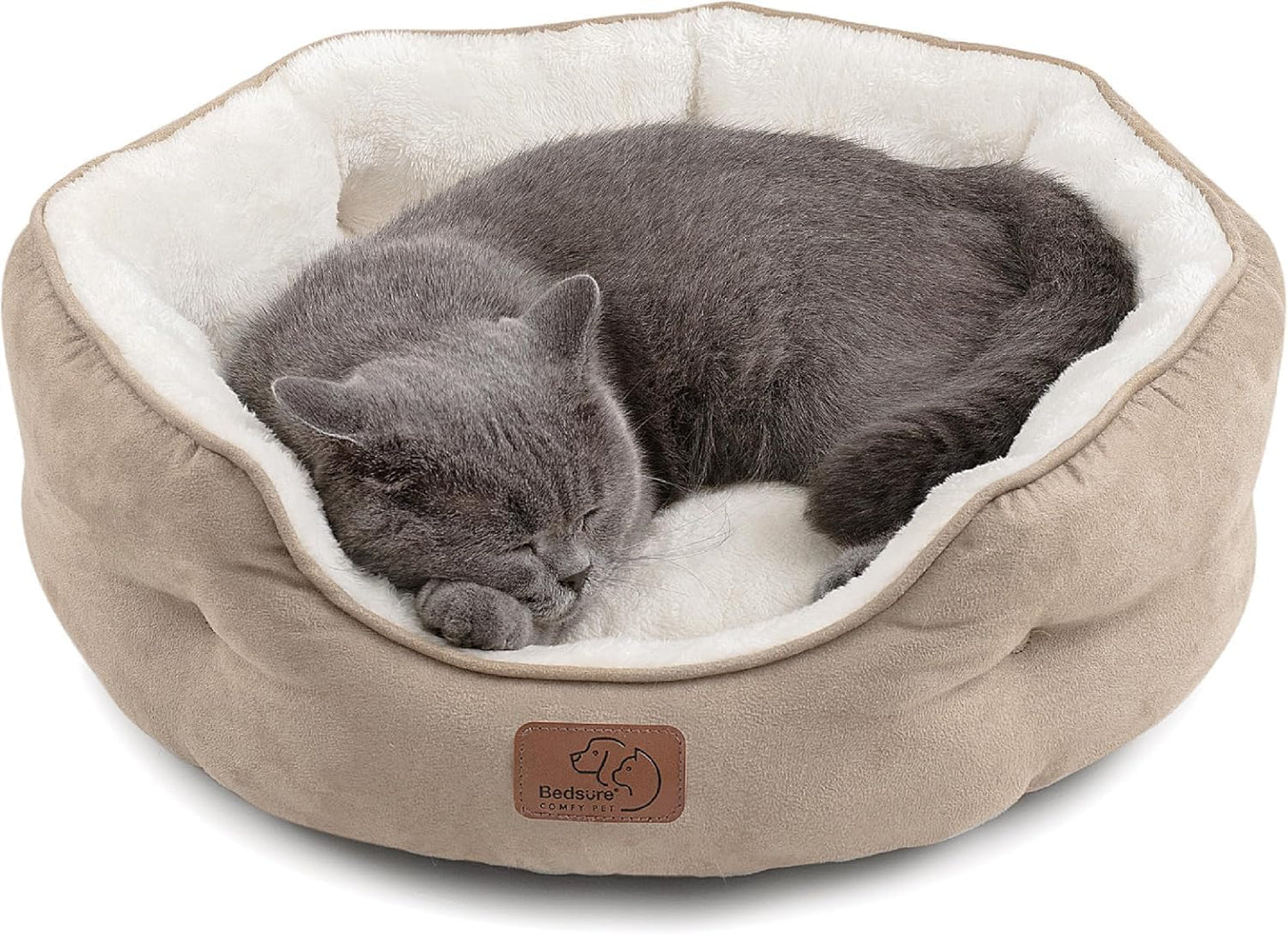 Bedsure Small Dog Bed for Small Dogs Washable - round Cat Beds for Indoor Cats, round Pet Bed for Puppy and Kitten with Slip-Resistant Bottom, 20 Inches