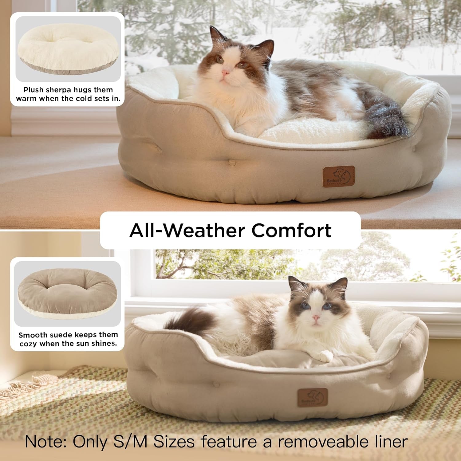 Bedsure Small Dog Bed for Small Dogs Washable - round Cat Beds for Indoor Cats, round Pet Bed for Puppy and Kitten with Slip-Resistant Bottom, 20 Inches